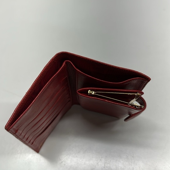 Chanel Wallet Interlocking CC Logo Caviar Leather Long Bifold Folding Red Gold - Picture 12 of 14